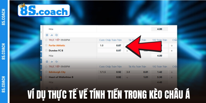 Ví dụ thực tế về tính tiền trong kèo châu Á